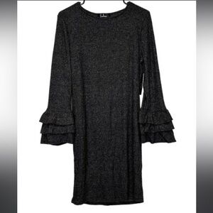 Women’s Gray Long Sleeve Flare Midi Bodycon Lulu’s Sweater Dress Large